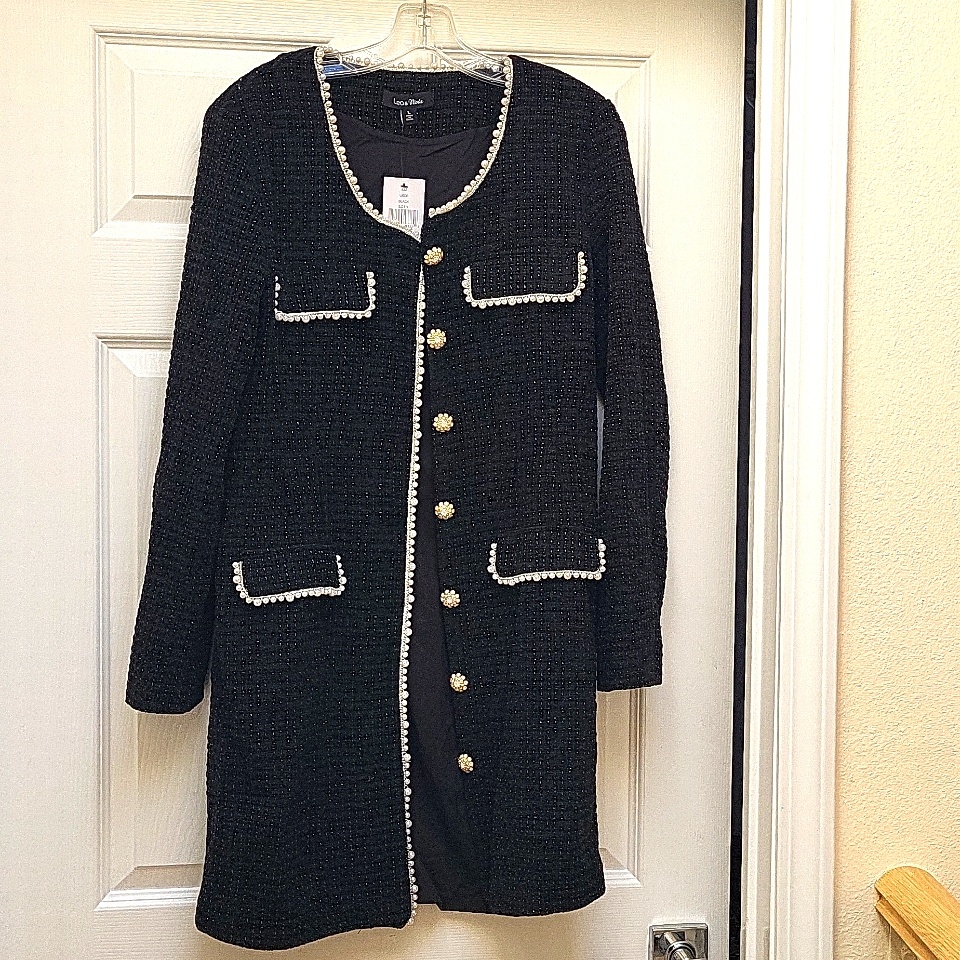 Nwt Lea & Viola Spectacular Coat With Gorgeous Pearl Details